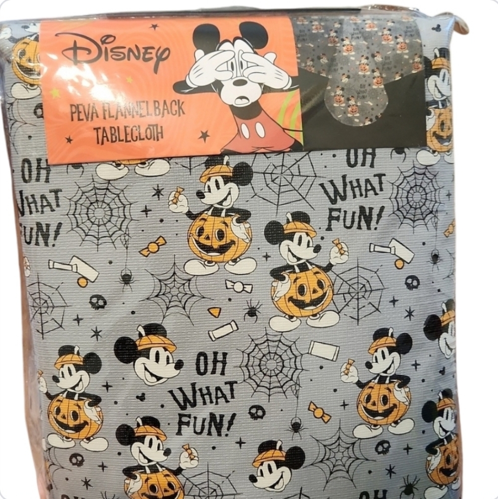 New Disney Mickey Mouse Vinyl Tablecloth, Halloween Print, PEVA, 👻🎃 Flannel